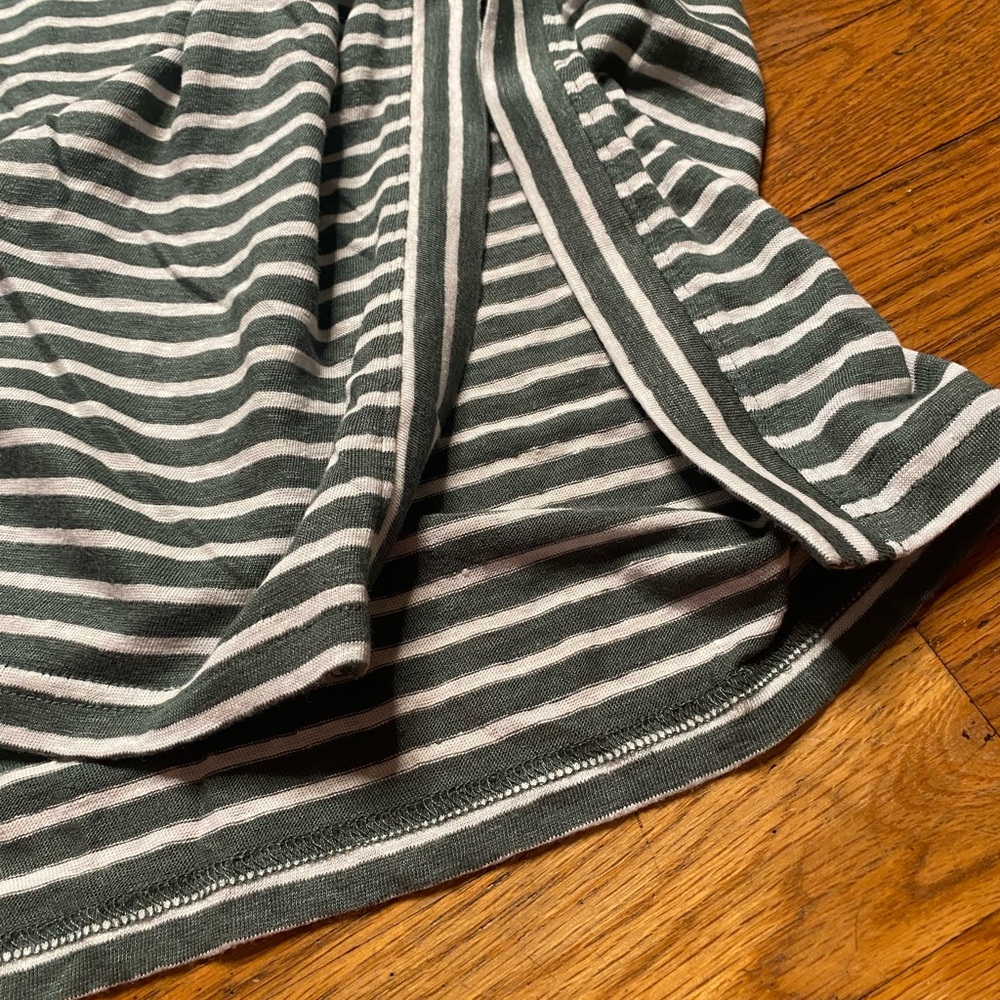 Eileen Fisher Organic Cotton Blend Striped Skirt Green White Midi - Picture 6 of 6